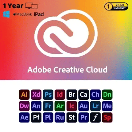 اشتراك Adobe Creative Cloud – تفعيل أصلي – سنة واحدة